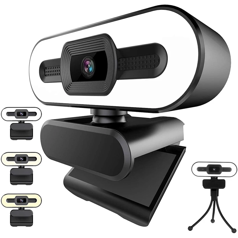 

2K HD Webcam with Microphone USB Webcam with Ring Light Computer Camera for Zoom Video Conferencing PC Mac Laptop Desktop