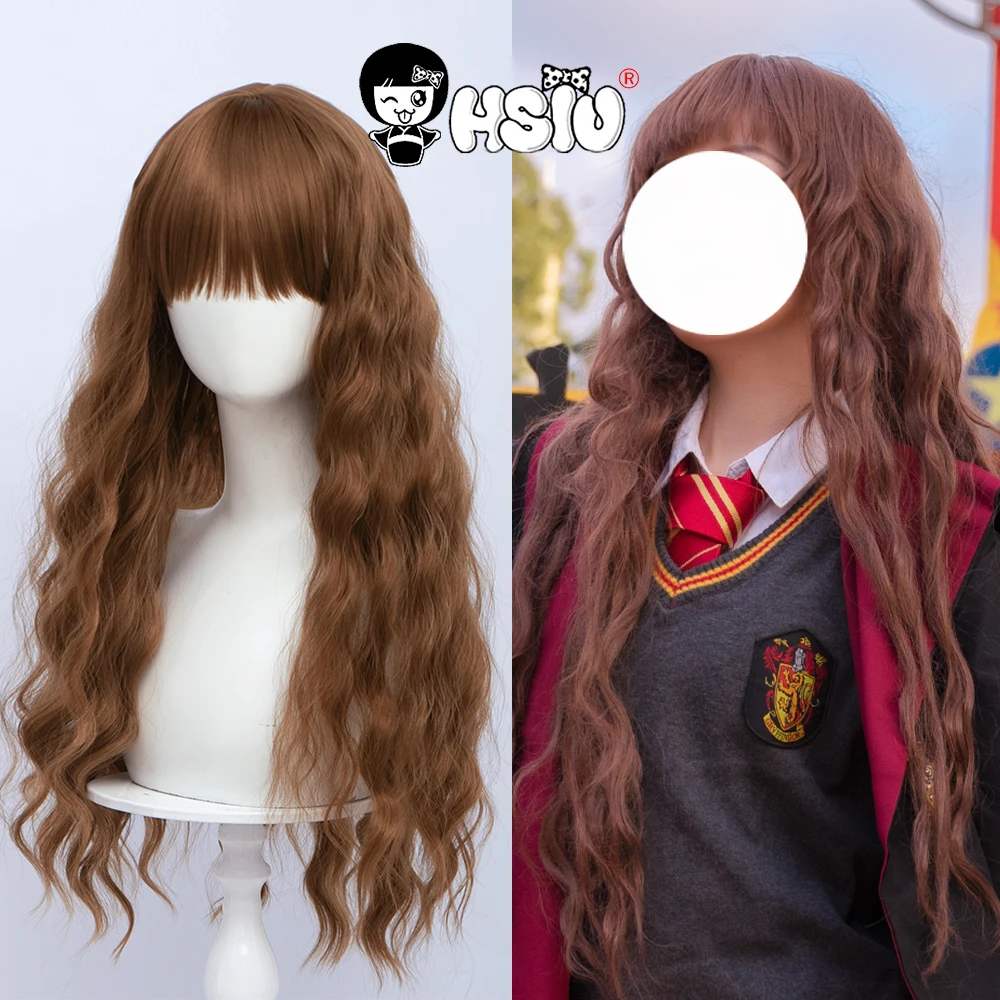 Женский парик для косплея светло-коричневые шерстяные вьющиеся длинные волосы
