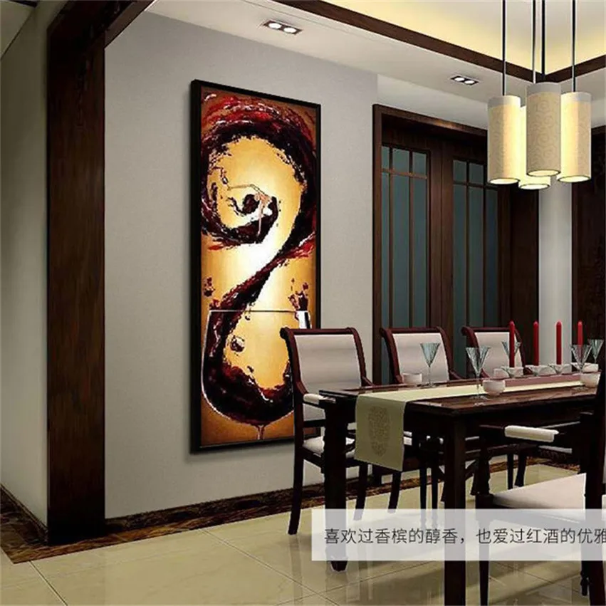 

Hand Painted Red Wine Beauty Girl Abstract Oil Paintings Wall Art Canvas For Living Room Bedroom Modern Decoration No Frame