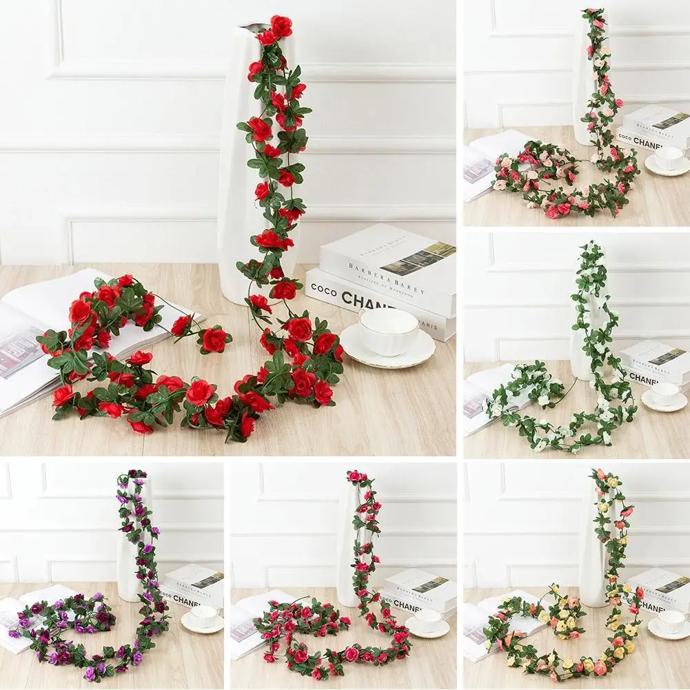 

2.5M Artificial Flowers Plants Fake Vine Garland Hanging For For Home Garden Wedding Party Craft Decoration Fake Leaf