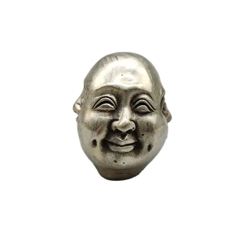 

Chinese old Tibetan silver Joys and sorrows Buddha head Feng Shui decoration