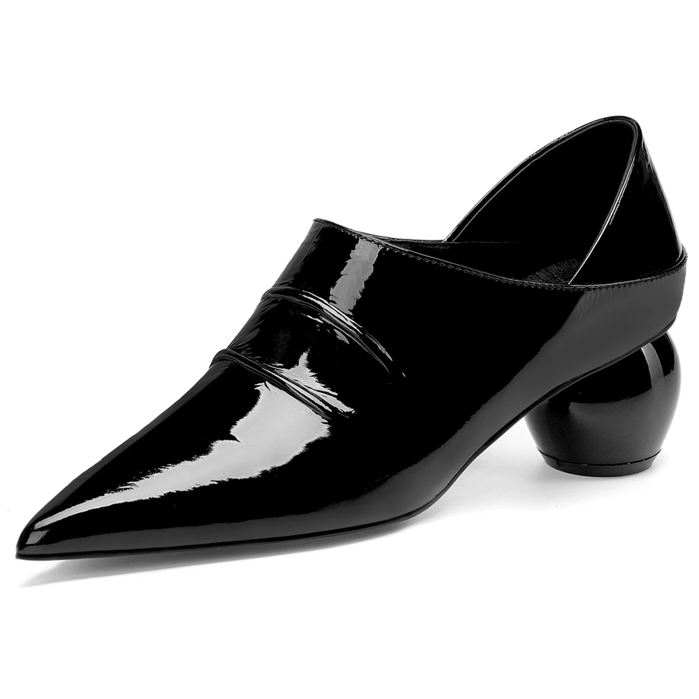 

JOUIR TALONS High Quality Brand Design Female Shoes Cow Leather Strange Style Heels Pointed Toe Office Ladies slip-on Skidproof