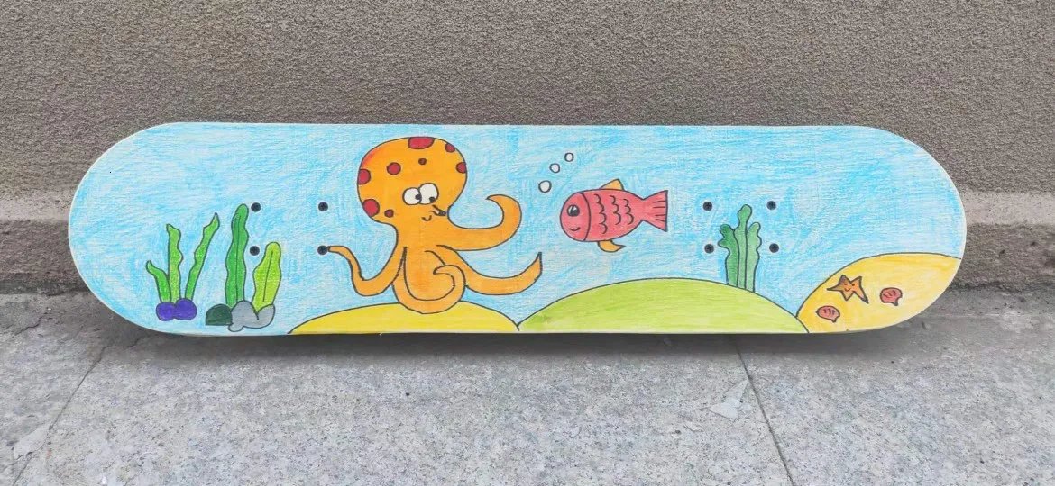 60*15 см Детский скейтборд 7 слоев китайского клена, Skatebooards DIY скейт Booard украшения Панели светильник деревянный двойным рокером