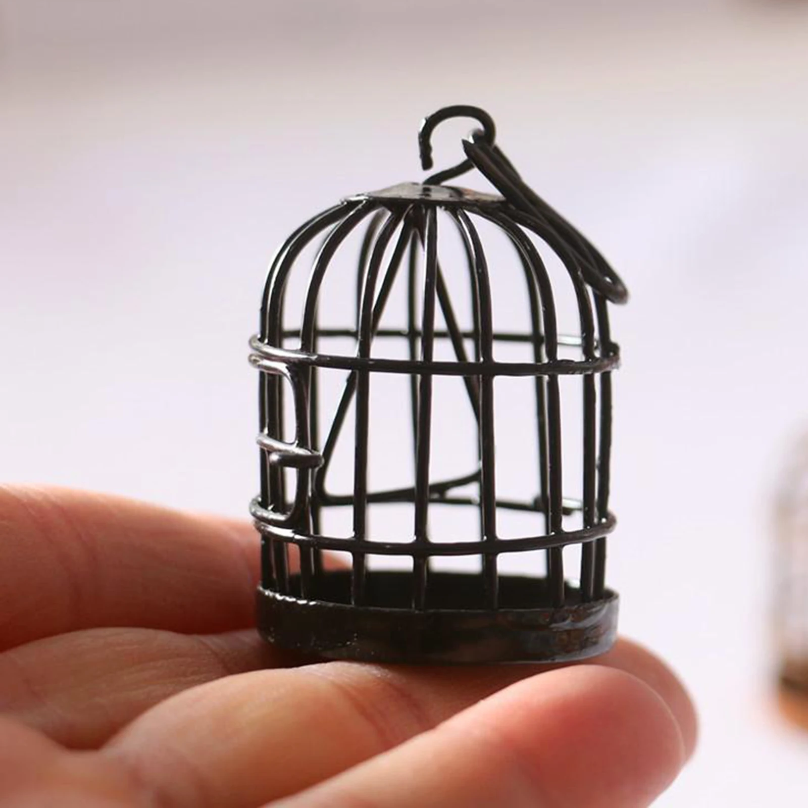 

1/12 Scale Dollhouse Mini Black Birdcage Simulation Furniture Supplies Decor