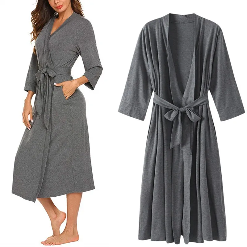 

Gray Kimono Gown Female Kimono Robe Homewear Nightwear Sexy Mini Sleepwear Nightgown Comfortable Casual Soft Wedding Robe