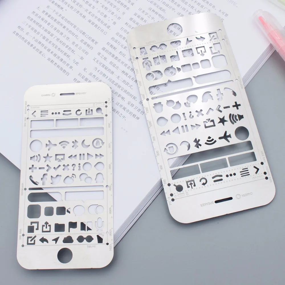 Металлический шаблон линейка JIANWU с мультяшным рисунком многофункциональная