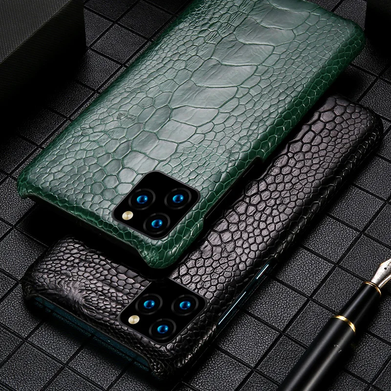 

Genuine Leather Ostrich Feet Phone Case for IPhone 11 11 Pro Max Luxury Anti-fall Cover for Iphone 11 Pro Max Cover