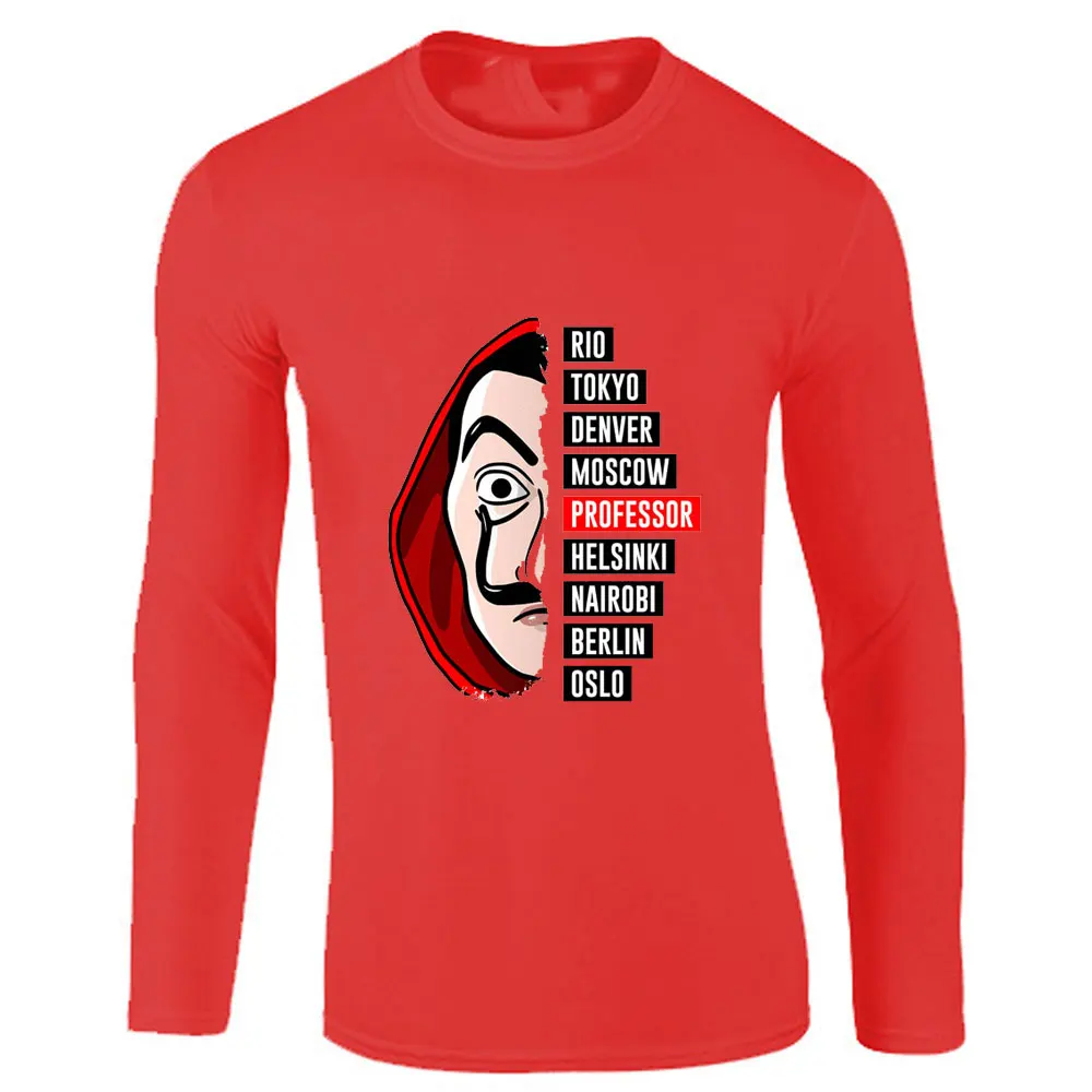 Футболка с длинным рукавом для мужчин смешная футболка дизайном La Casa De Papel