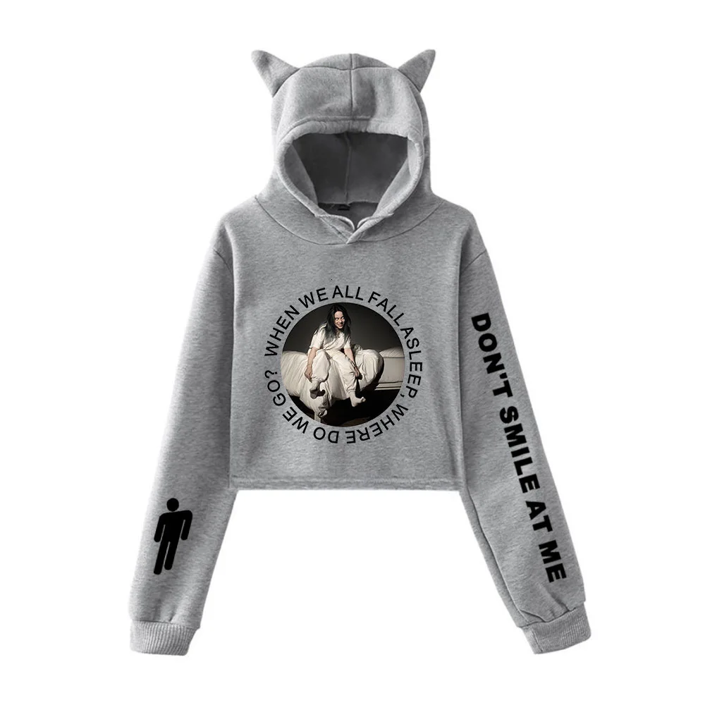 Billie Eilish Женская толстовка с капюшоном толстовки Kpop Kawaii корейский негабаритный