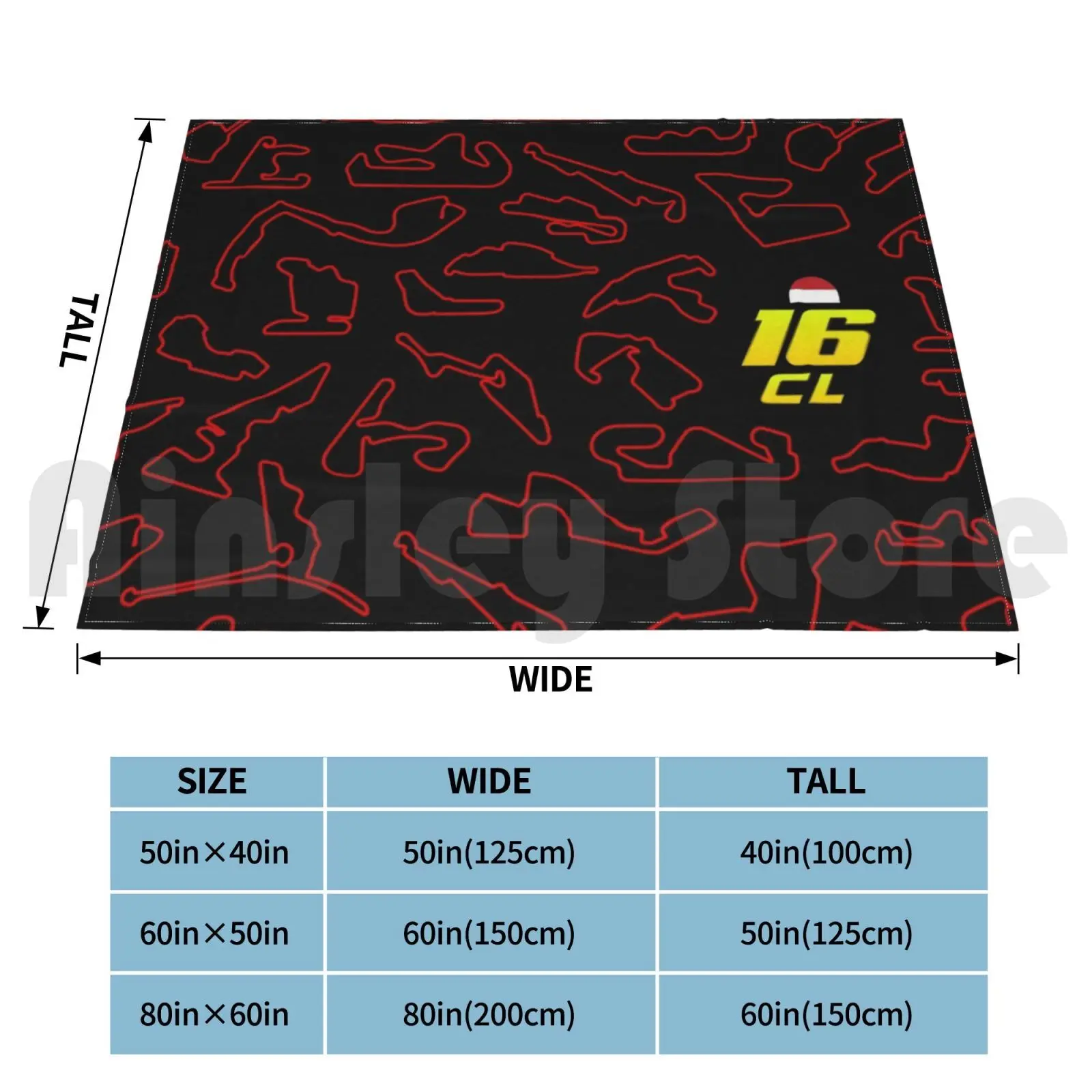 Cl 16-Circuits шаблон Одеяло модная гоночная трасса на заказ команда Скудерии Lecrerc