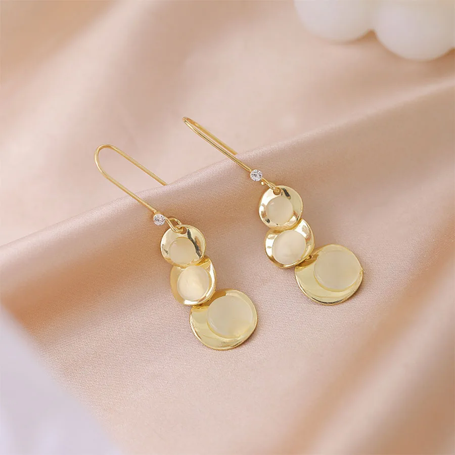 

Cat's Eye Opal Dangle Earring Gold-Color Female Fashion Drop Jewelry Anti-Allergy Luxury And Classic Gift Accessories For Women