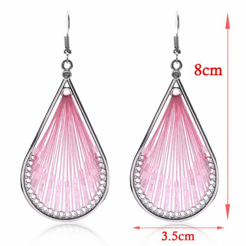 Серьги женские ручной работы узел нить висячие серьги крючки в форме листа Перу