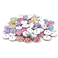 3000pcs new flower printed round wooden button 2 holes 15mm mixed wood buttons sewing accessories for clothing decoration diy