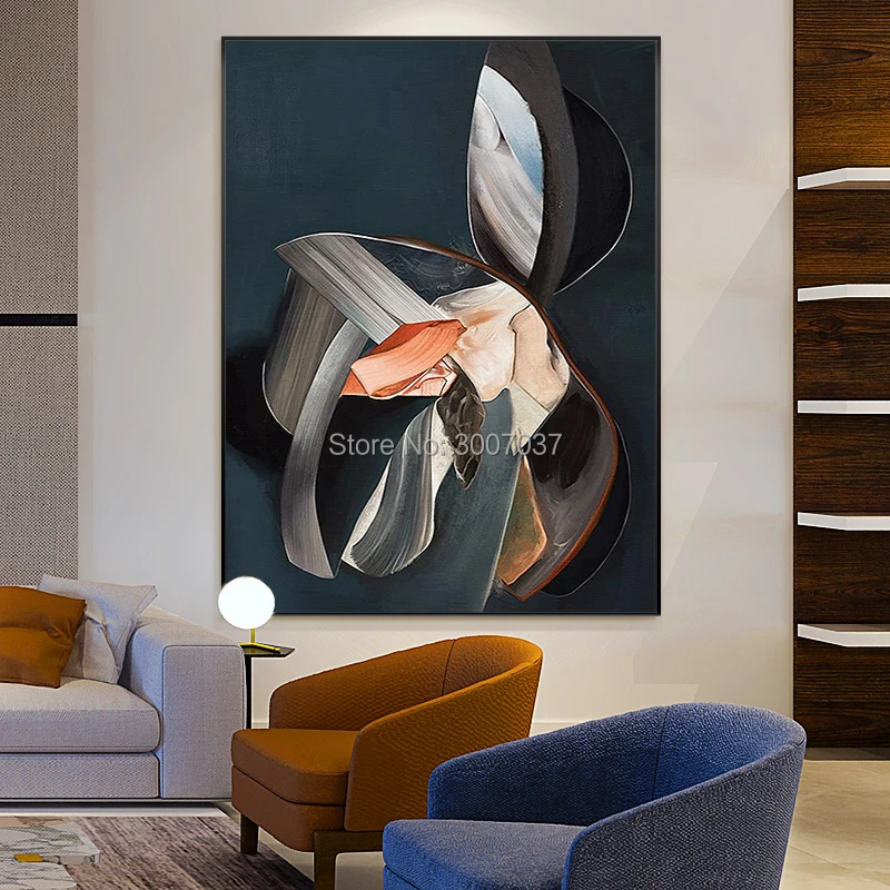 Современная ручная работа абстрактный стиль черная картина маслом на холсте для