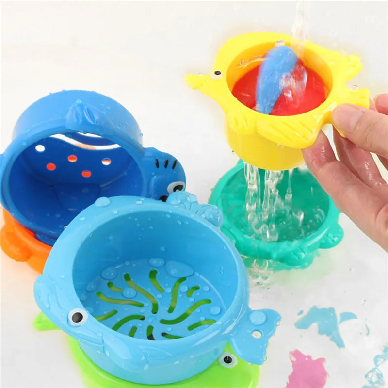 

Colorful Stack Cup Kids Funny Piles Cup For Kids Cup Tower Bath Plastic Baby Abs Unisex Cartoon Children Early Intelligence Toy