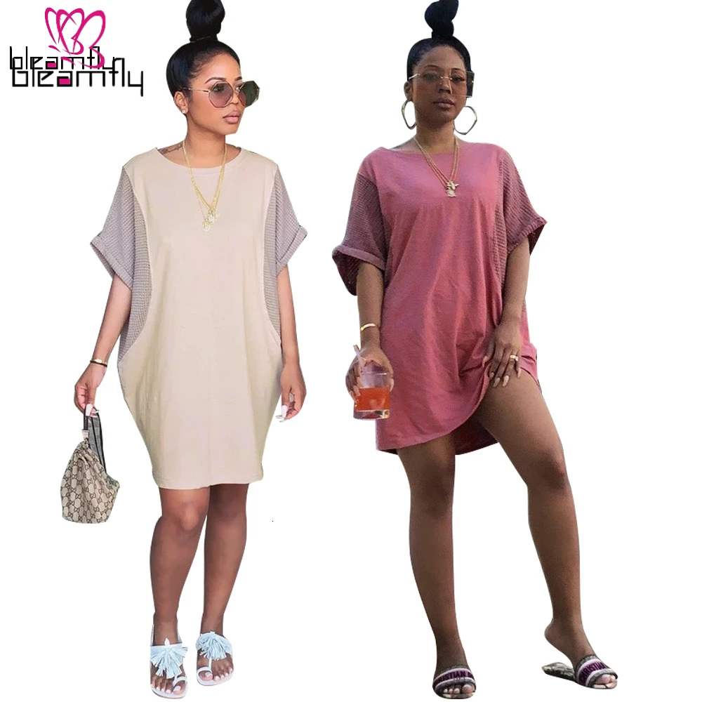 Лето осень Для женщин модный короткий рукав длиной выше колена Мини обтягивающее