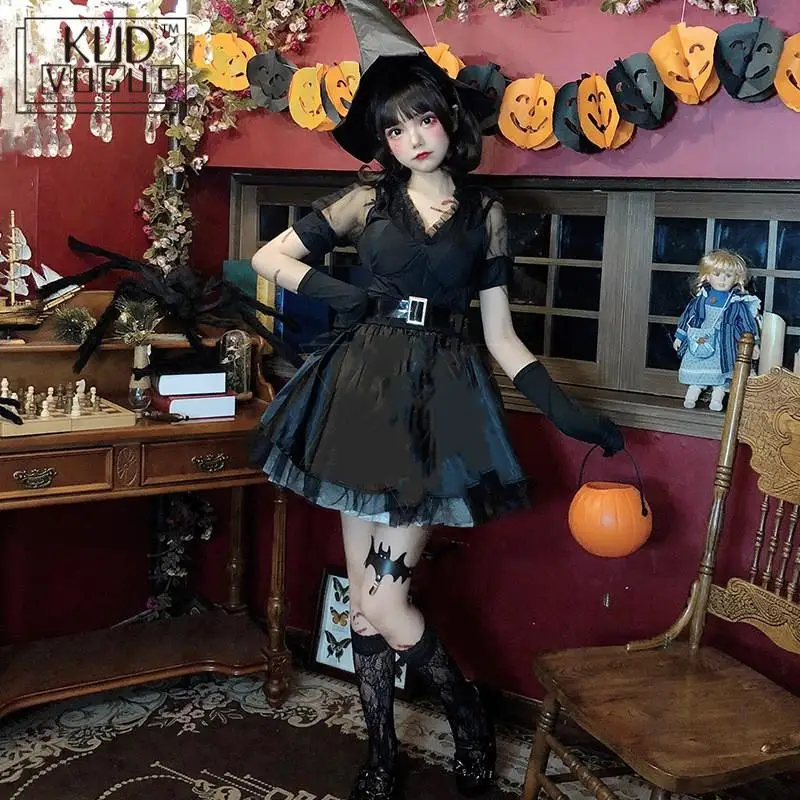 Новые платья на Хэллоуин черный v образный вырез взрослый женский призрак