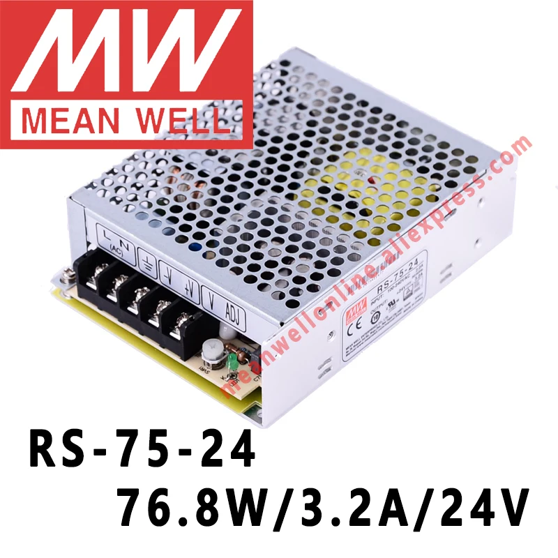 RS 75 24 Mean Well 76 8 Вт/А/24 В постоянного тока единичный выходной импульсный источник