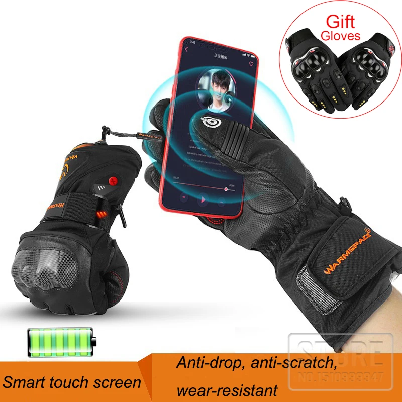Motorcycle heating rider Waterproof Winter heated Gloves Windproof Guantes Moto Motocicleta Motorbike Riding warm racing Gloves