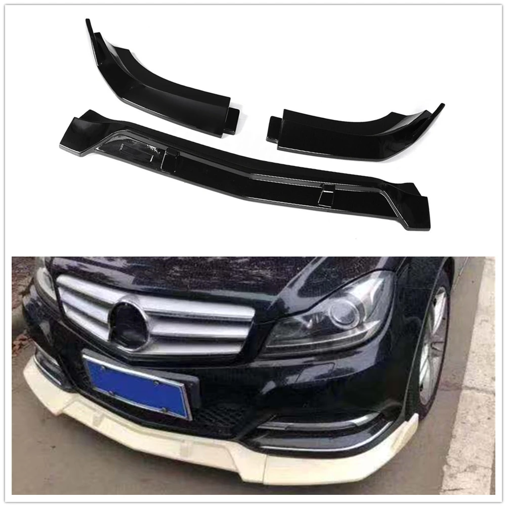 

Для Mercedes-Benz W204 2008-2014, глянцевый черный Передний спойлер, бампер, губа, комплект нижней части кузова, защитная пластина, разделитель пластины, ...