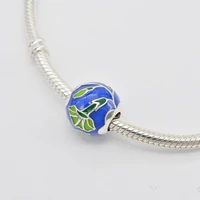 925 sterling silver round shape blue green lotus flower leaf pendant charm bracelet diy jewelry making for original pandora