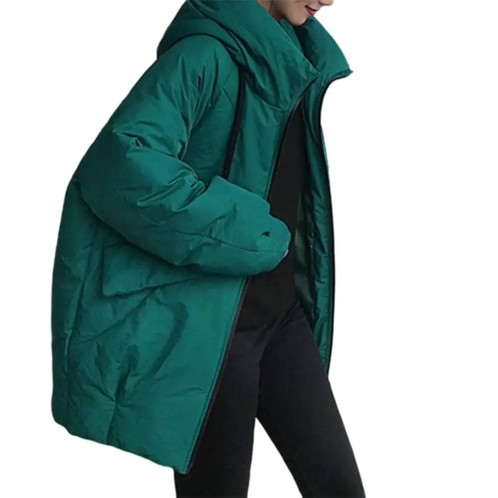 Однотонное Женское пальто с капюшоном и стоячим воротником зимняя хлопковая