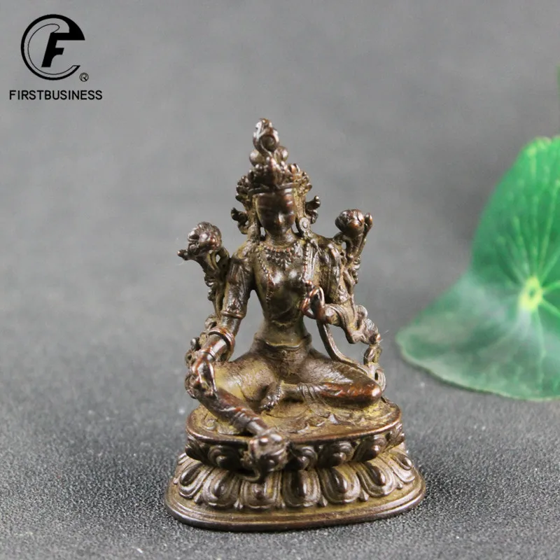 Зеленая медная статуя тары высота 5 см декоративные статуи Будды буддистская