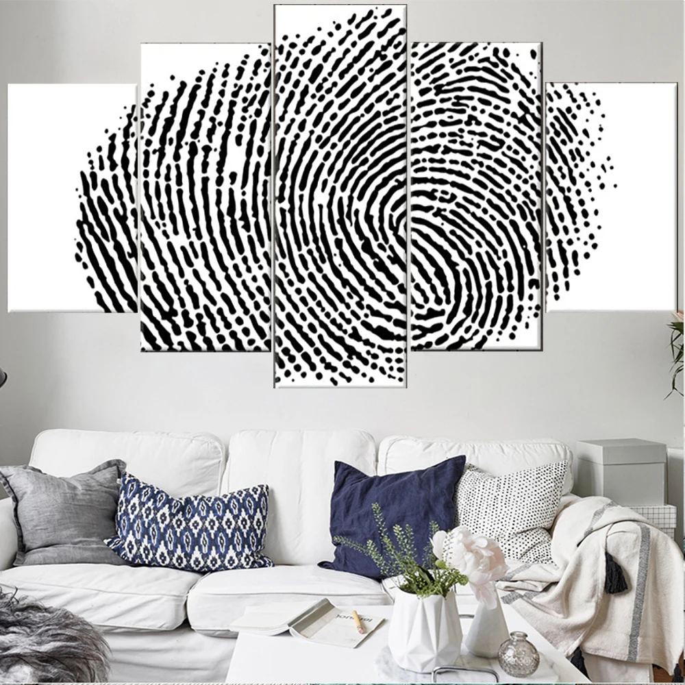 

Modern 5 Piece Canvas Wall Arts Fingerprint Painting Poster Living Room Modular Picture Prints Bedroom HD Home Decor