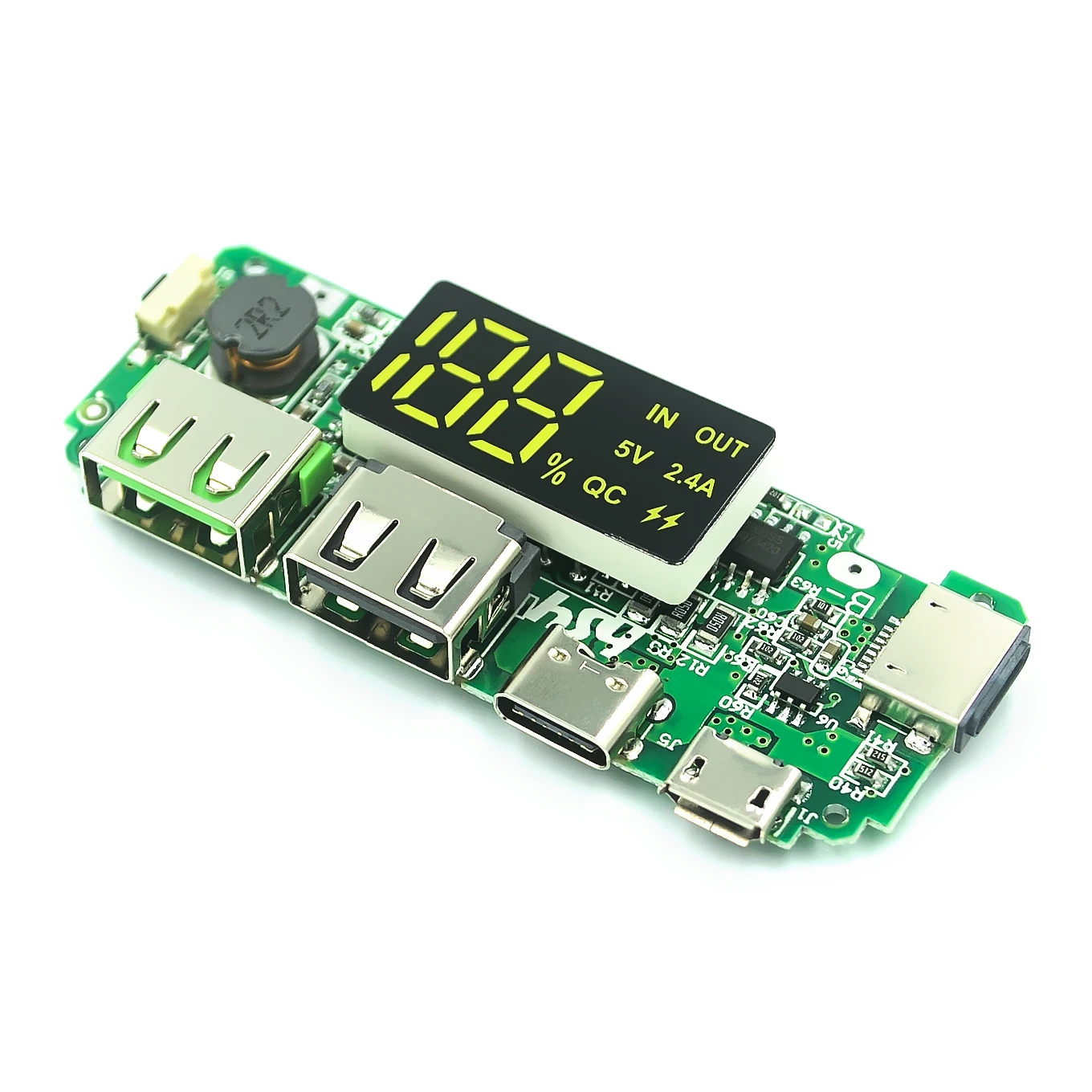 Светодиодный двойной USB 5V 2.4A Micro/Type-C Мобильный Внешний аккумулятор 18650 модуль