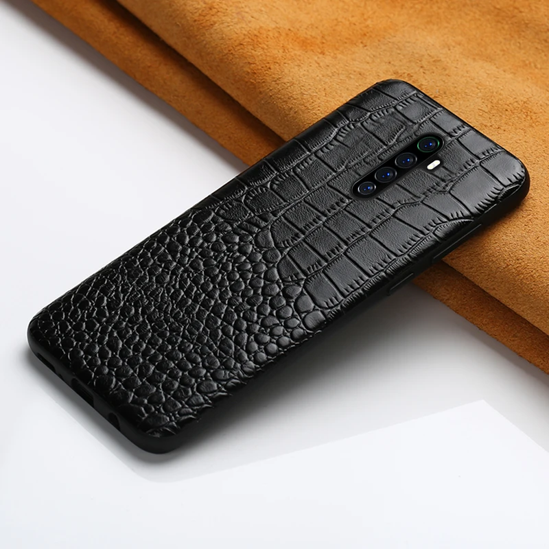 

Original Leather Crocodile Grain Case for Realme X2 Pro X50 X7 Pro C3 X XT GT 5 6 7 8 Pro For OPPO A5 A9 Reno 4 2 Find X2 X3 Pro