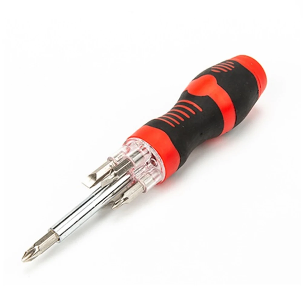 

Multifunction Screwdriver Tool 5 Bit Heads TPR Handle with LED Light Screwdriver Tool-35