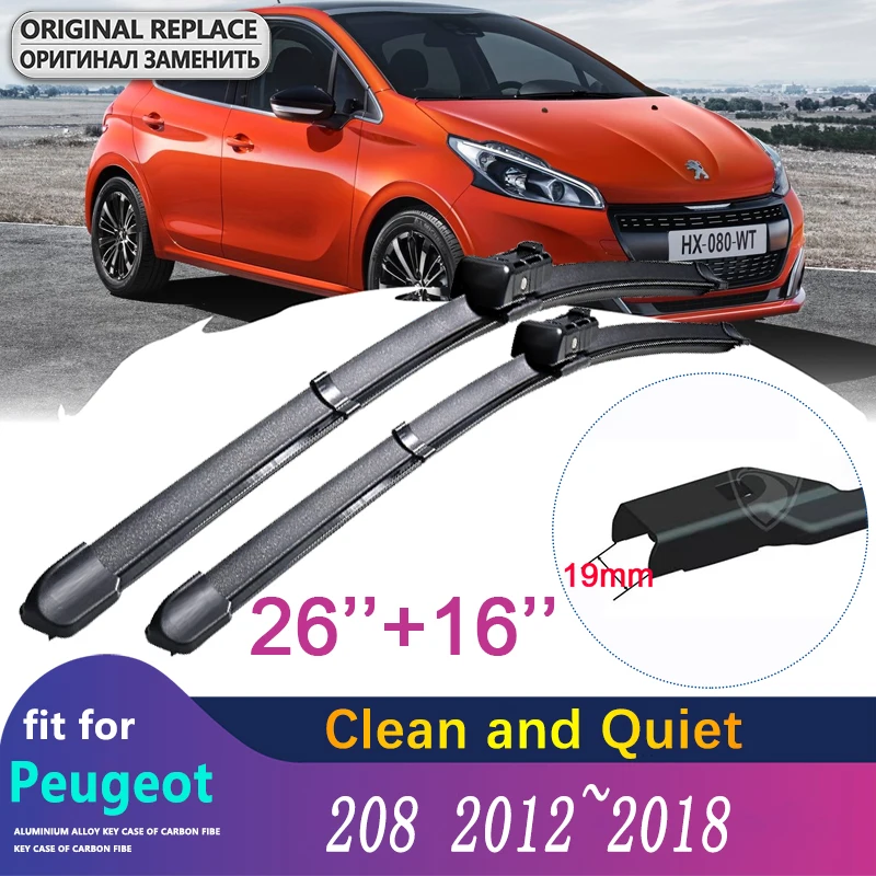 

for Peugeot 208 2012~2018 Car Wiper Blades Front Windscreen Windshield Wipers Stickers 2013 2014 2015 2016 2017 Car Stickers
