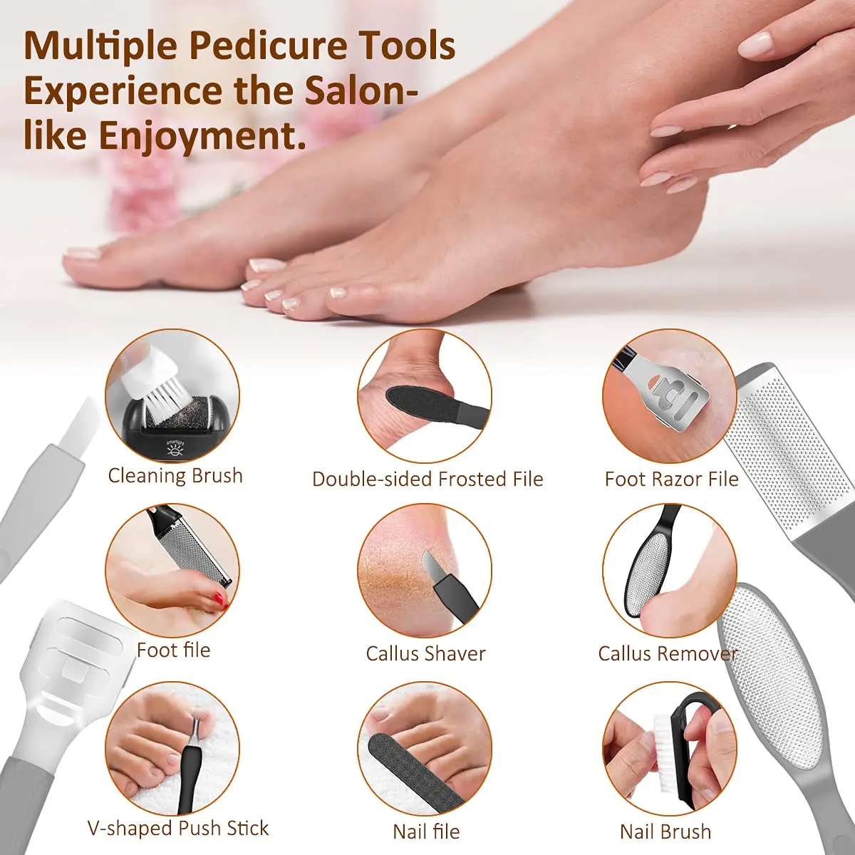 Rechargeable Electric Foot Rasp Pedicure Sander Waterproof 2 Speeds to Eliminate Feet Dead Skin and Calluses | Красота и здоровье