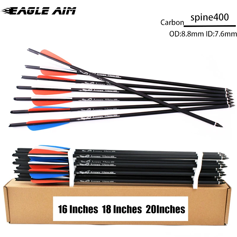 

12PCS 16 18 20 Inches Archery arrows W Replaceable Tip Carbon Arrows Spine 400 Crossbows Bolts for Crossbows Outdoor Hunting