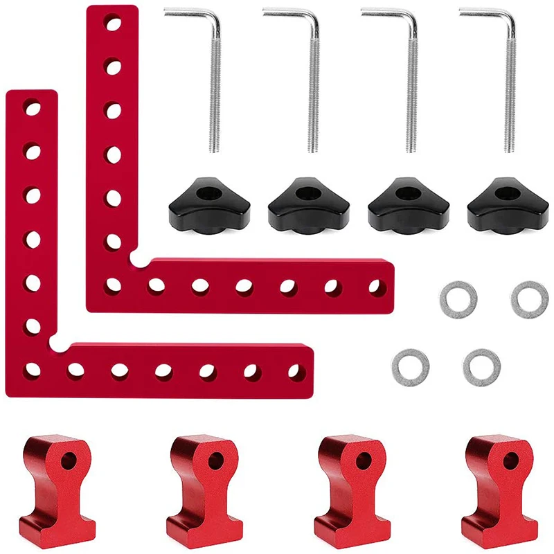 

2Pcs 90 Degrees Positioning Squares Right Angle Clamps with 4 Clamps Aluminum Alloy L-Type Corner Clamp Woodworking Carpenter