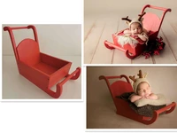 cute newborn photography props baby shoot accessories christmas sled car creative props photo sofa bed chair red mini sleigh car
