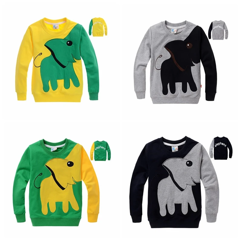 Пуловер для мальчиков свитер костюм с мультяшным принтом слона осенне зимняя