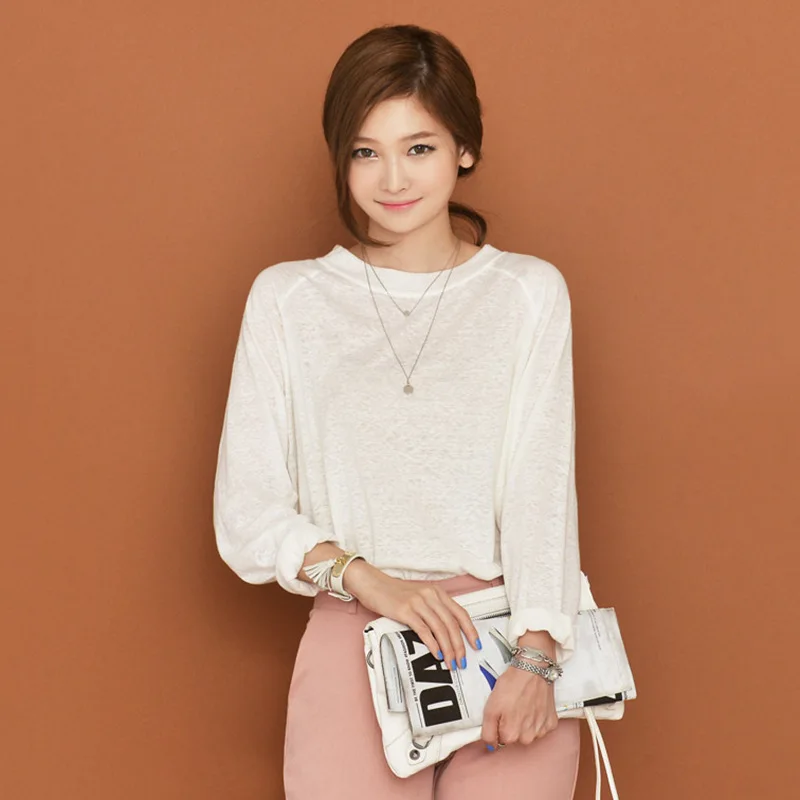 Новинка 2019 осенняя Женская Корейская футболка из бамбукового хлопка с длинным