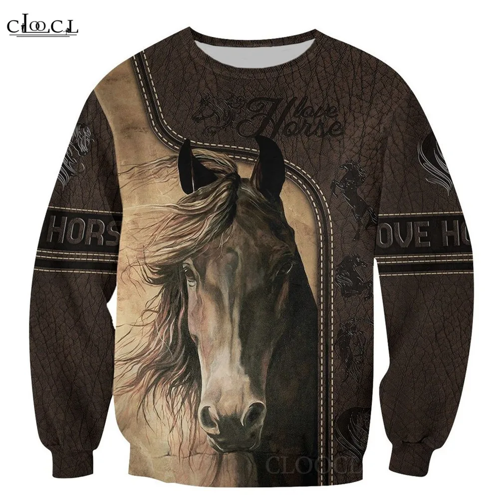 

CLOOCL Love Horse Series Sweatshirts Newest Animal 3D Print Men Clothing Long Sleeve Casual Pullovers Tops Harajuku Streetwear