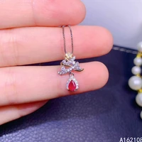 exquisite jewelry 925 sterling silver inlay with natural gem womens popular fashion water drop ruby pendant necklace support de