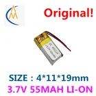 Пользовательский литий-полимерный аккумулятор 3,7 в, 401119-55 мАч, bluetooth-гарнитура, игрушка, дистанционные перезаряжаемые батареи