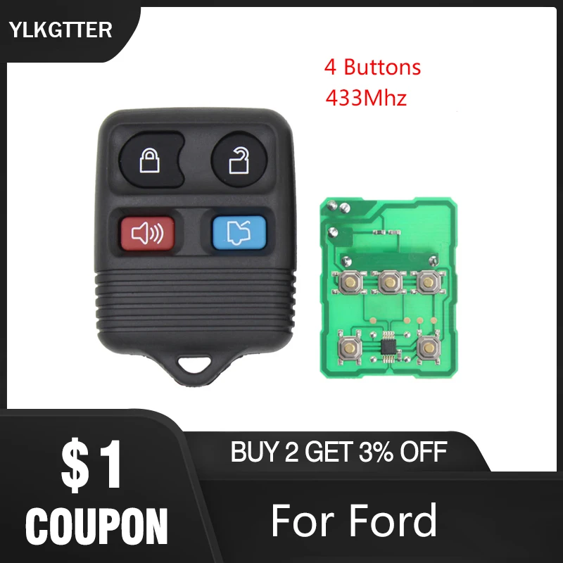 YLKGTTER 315 МГц 4 кнопки дистанционный Автомобильный ключ для Ford 1998-2006 зеркальная