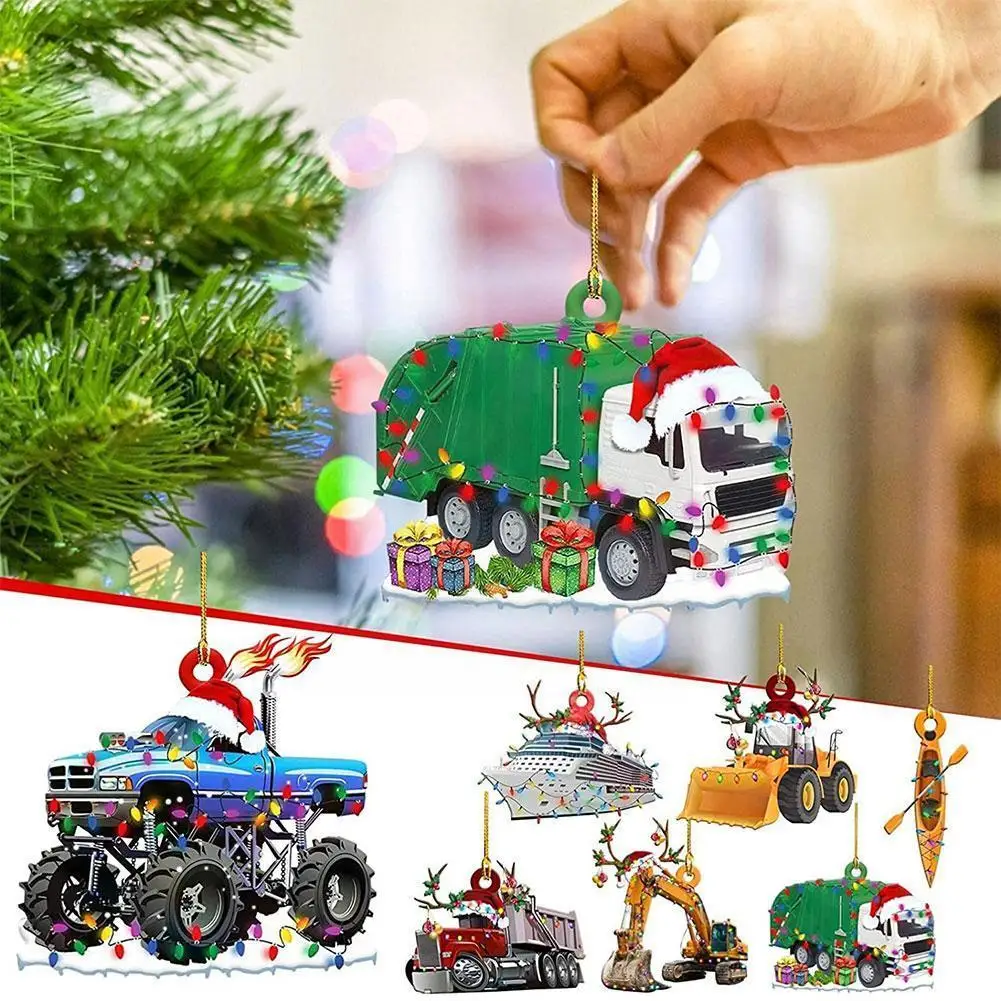 

1PC Wooden Christmas Decoration Car Xmas Tree Hanging New Pendant Year Home Party Decorations Ornament K2X4