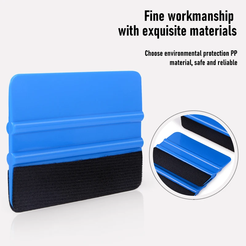 1PC Auto Styling Vinyl Carbon Fiber Window Ice Remover Cleaning Wash Car Scraper With Felt Squeegee Tool Film Wrapping 10x7cm | Автомобили