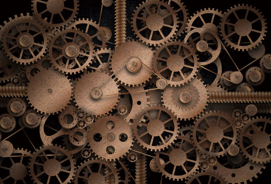 Старые Золотые шестерни Laeacco старинные стимпанк вечеринка Декор бесшовный