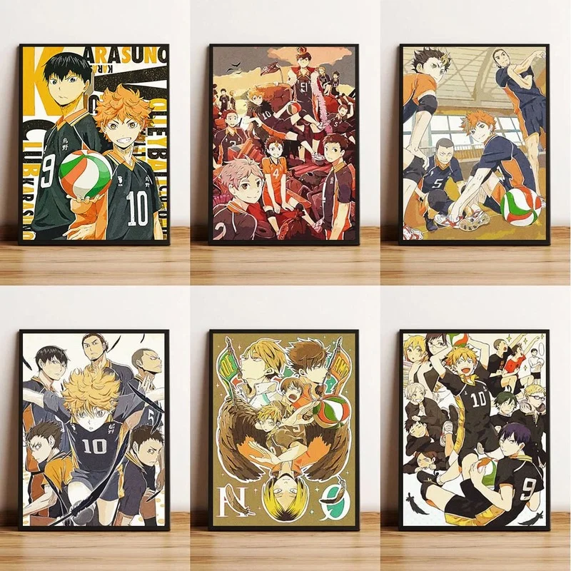 Винтажные постеры из японского Аниме Haikyuu винтажные холщовые картины высокое