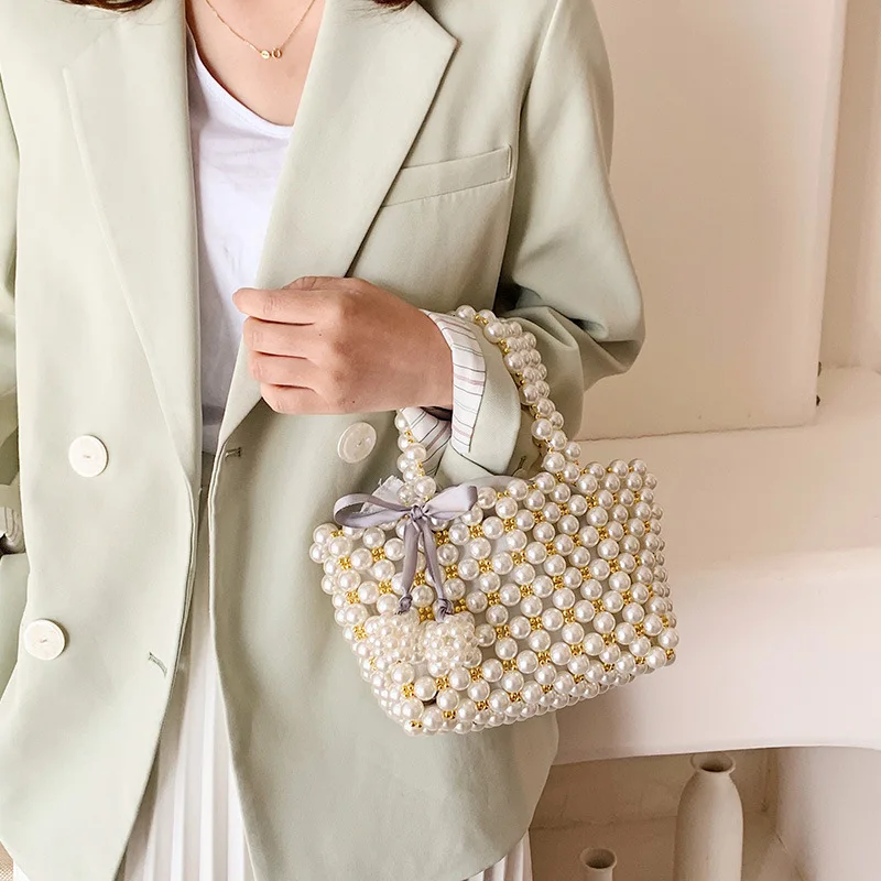 Женские вечерние сумочки ручной работы с жемчугом роскошные маленькие бисерные