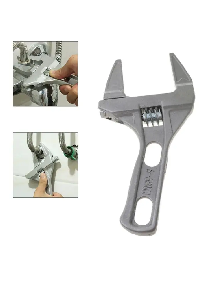 

Aluminum Alloy Adjustable Universal Snap Wrench Spanner Repair Set Tools Short Shank Large Opening Bathroom Wrench Tool