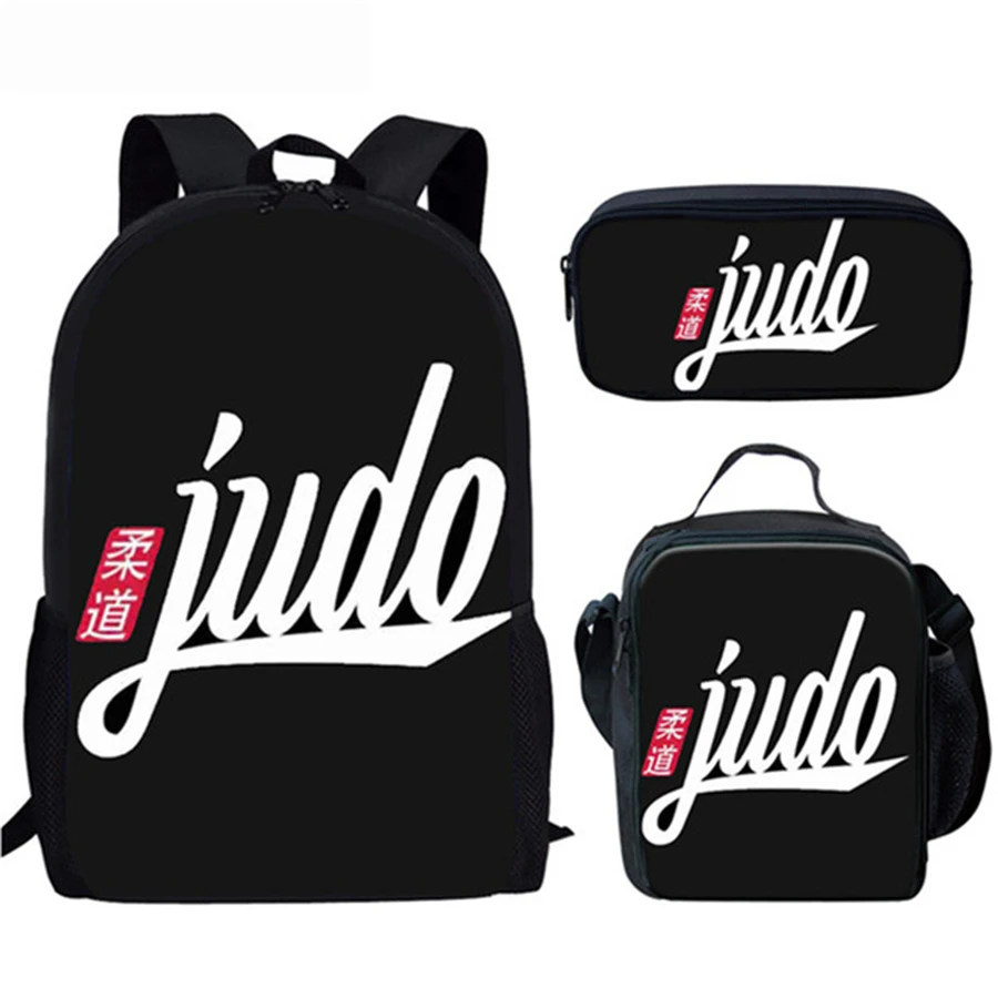 HaoYun 3PCs/Set Fashion Backpack I Love Judo Pattern Kids School Bags Kongfu Exercise Design Teenagers Book-Bags Set