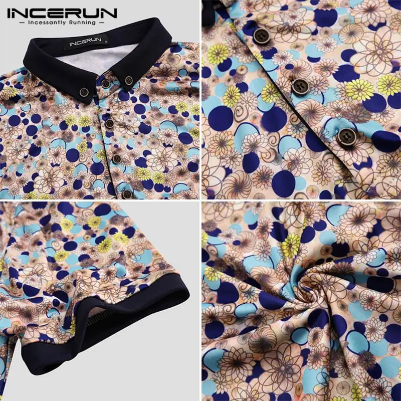 

INCERUN Printed Men Shirt Short Sleeve 2021 Lapel Breathable Streetwear Casual Blouse Fashion Vacation Men Hawaiian Shirts S-3XL